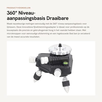 Dailygoods - 360° Niveau-aanpassingsbasis - Draaibare Fijnafstemmingsadapter - Hoog draagvermogen - Ideaal voor lijnlaser - Precisie metingen - Geschi...