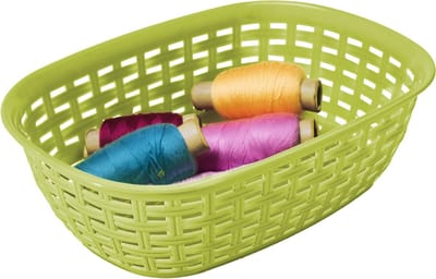 Hega Hogar Opbergmandje/kastmandje - limegroen - 3 liter - kunststof - 21 x 30 x 7 cm - kleine opslag bakjes - manden