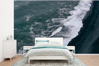 Behang - Fotobehang Water - Strand - Zwart - Breedte 400 cm x hoogte 300 cm