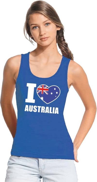 Blauw I love Australie supporter singlet shirt/ tanktop dames - Australisch shirt dames S