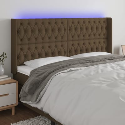 vidaXL - Hoofdbord - LED - 183x16x118/128 - cm - stof - donkerbruin