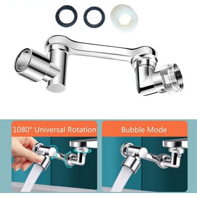 Zwarte universele 1080° rotatie kraanverlenger kunststof dubbele modus sproeikop bubbler sproeikop voor keukenwastafel robotarm kraan