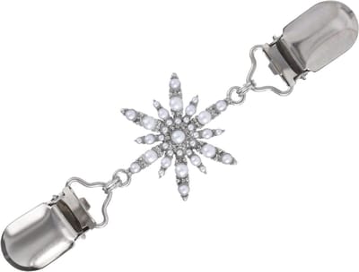 Fako Bijoux® - Luxe Vestsluiting - Vestclip - Sjaalspeld - Vestklem - Ster Kristal - Mini Parels - Zilverkleurig