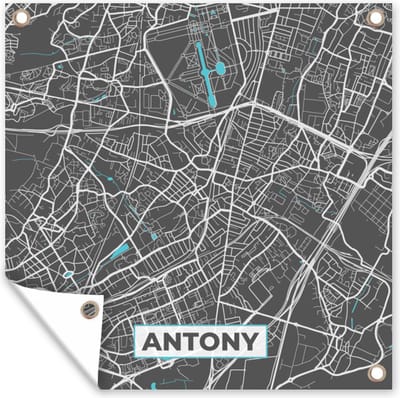 Tuin poster Antony - Frankrijk - Plattegrond - Stadskaart - Kaart - 200x200 cm - Tuindoek