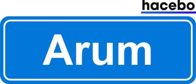 Hacebo - Plaatsnaam Sticker - 29x10 CM - Arum sticker - Verkeersborden sticker - grappige cadeaus - Arum