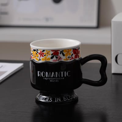 Europese Retro Mok Kantoor Koffiekop Hoge Waarde Licht Luxe Keramische Kop Stel Thuis Waterbeker Kelk 400ml