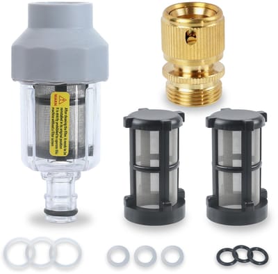Dailygoods- Sedimentfilter Heavy Duty - Inline Waterfilter - Vervangbare Filterzeven - Roestvrijstalen Zeef - Voor Tuinslang en Camper - Bescherming tegen Vervuiling
