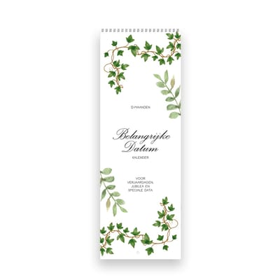 Verjaardagskalender - 31x10,5cm - 300gms ecopapier - Spiraalbinding met boorgaatje