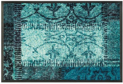 Kleen-Tex Wash+Dry Design Wasbare Deurmat - Loper - Vintage Patches türkis - 40 x 60cm