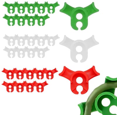 Plantenclips van kunststof voor planten voor training met lage stress voor plantenstelen, 90 graden hoekclips rood wit groen