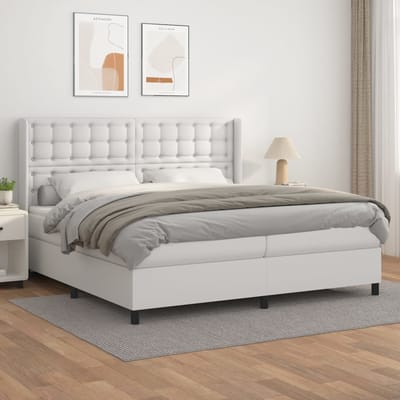 vidaXL - Boxspring - met - matras - kunstleer - wit - 200x200 - cm