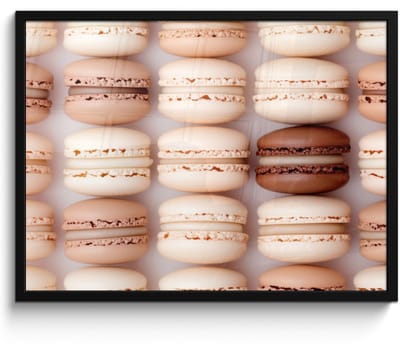 Fotolijst inclusief poster - Posterlijst 70x50 cm - Posters - Macarons - Beige - Bruin - Foto in lijst - Keuken decoratie muur - Wanddecoratie accessoires - Muurdecoratie - Schilderijen