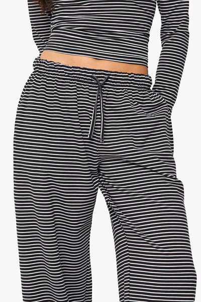boohoo Dames Gestreepte Broek met Rechte Pijp | Black | Maat: 16