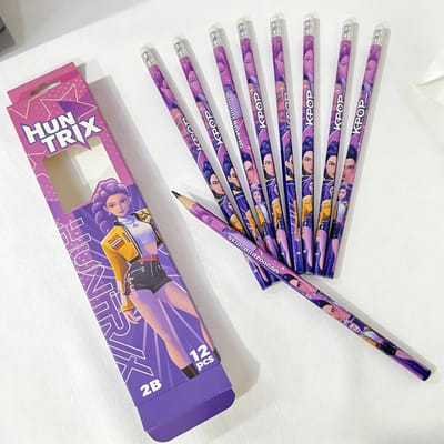 12 Stuks/Set K-POP Demon Hunters Filmkarakter Zwarte Potloden Student Kantoorbenodigdheden en Cadeau Hoge Kwaliteit