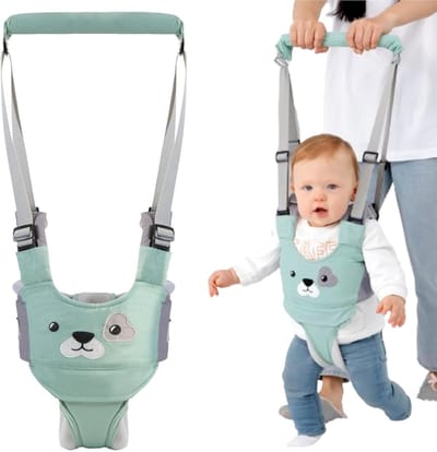 Baby Loopgordel Met Handvat - Ademend - Verstelbaar - Voor Peuters 7-24 Maanden - Groen Puppy