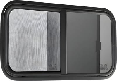 RV Schuifraam Vervanging - 63cm - Camper Raam met Netscherm & Getint Glas - Aluminium Zwart