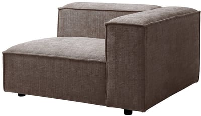 Vente-unique Hoekfauteuil rechts in taupe chenillestof RUZOLO