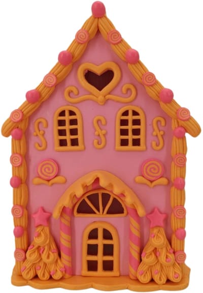 Housevitamin Candy House Kersthuisje met LED – 13×13×18.5 cm – Inclusief Batterijen – Pastel Roze