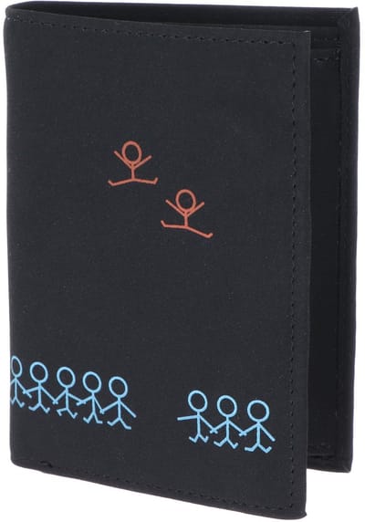 oxmox portemonnee New Cryptan RFID Protect Kombibörse Jumping Jack Print Cyan Black zwart