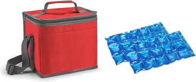 Kleine koeltas voor lunch rood met 2 stuks flexibele koelelementen 9 liter
