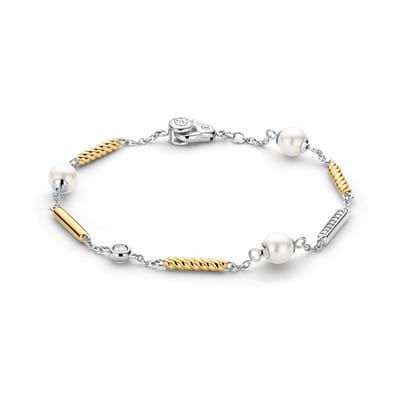 TI SENTO Dames Armband - 925 zilver - Zirkonia met geel verguld - Maat M - 23070ZY