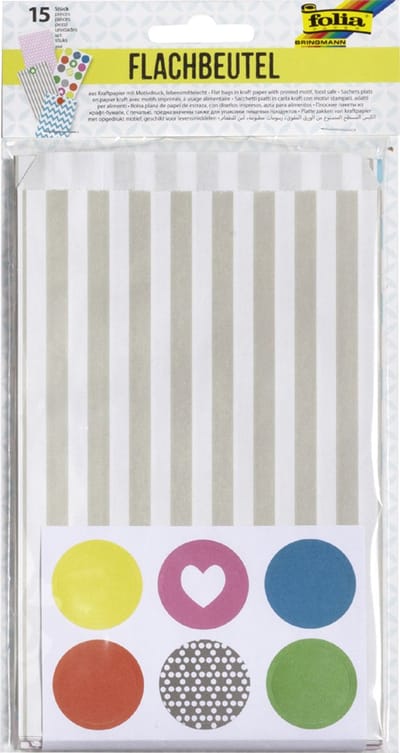 Folia papieren zakjes met motieven, 120x60x210mm, 9 stuks