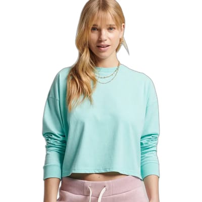 Superdry Vintage Crop T-shirt Met Lange Mouwen Blauw XS Vrouw