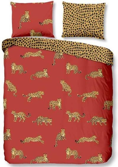 Good Morning Leopards - Dekbedovertrek - Eenpersoons - 140x200/220 cm + 1 kussensloop 60x70 cm - Terra