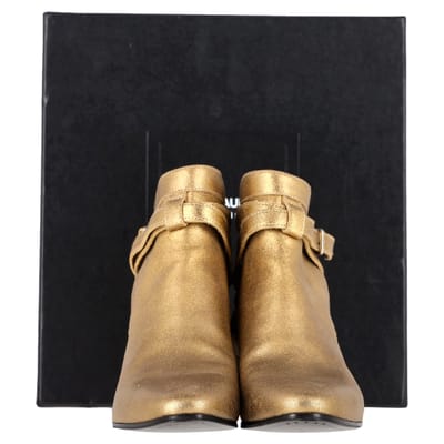 Saint Laurent Wyatt 40 Jodhpur Enkelboots in Gouden Leer