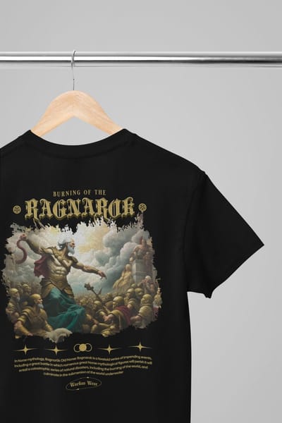 Oversized shirt - Ragnarok - Wurban Wear | T-shirt | Merk kleding | Unisex tshirt | Streetwear | Pump cover | Techno outfit | Merk shirt | Gym shirt | y2k | Techwear | Urban | Grote maten | T-shirt heren | T-shirt dames | Zwart