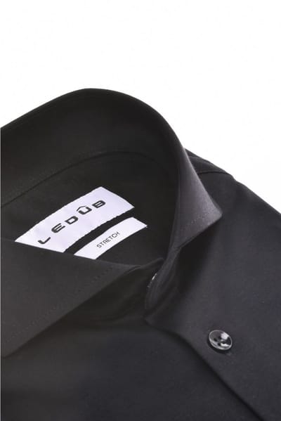 Ledûb Overhemd Slim Uni Color Cotton Jersey Cutaway Collar Zwart / male