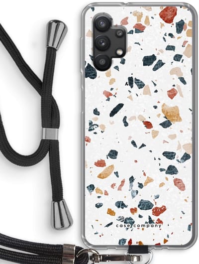 Case Company® - Hoesje met koord geschikt voor Samsung Galaxy A32 5G hoesje met Koord - Terrazzo N°4 - Telefoonhoesje met Zwart Koord - Bescherming aan alle Kanten en Over de Schermrand