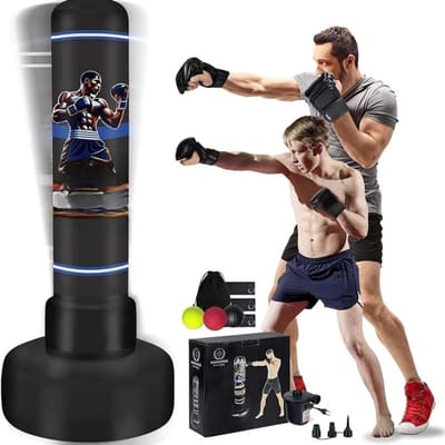MMP® Bokspaal - Fitness - Zwart - 71cm x 71cm x 180cm