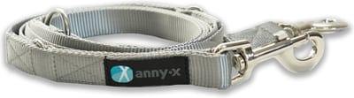 Annyx hondenlijn EASY FUN 3X verstelbaar- politielijn -dagelijks gebruik-zilvergrijs -2 cm breed- 2.50cm lang- geschikt voor middelgrote tot grote honden.