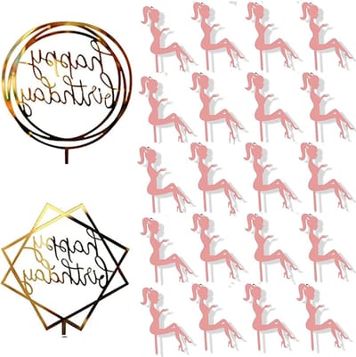 Solidchoice - 22 Stuks Hakken Cupcake Toppers voor Feestjes