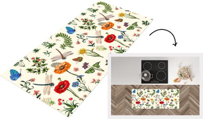 Keukenloper - Loper keuken - Insecten - Bloemen - Zomer - Regenboog - Patroon - 120x50 cm - Keukenloper vinyl