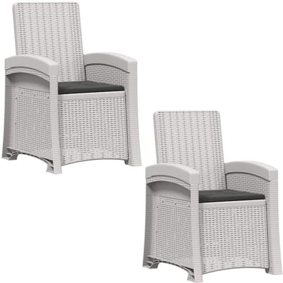 vidaXL - Ligstoel - Rieten - Look - 2 - st - Wit - en - antracietkleurig - PP
