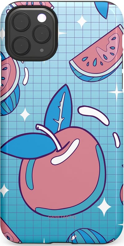 Casetastic Hoesje Geschikt voor Apple iPhone 11 Pro Max - Stijlvolle Beschermende Duo-layer Case - Fruitige appel ruitjes