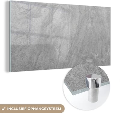 Glasschilderij - Grijs - Gesteente - Stenen - Structuren - Design - 120x60 cm - Schilderij glas - Muurdecoratie