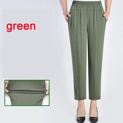 XL-8XL Zomer IJs Zijde Dikke Moeder Broek Middelbare Leeftijd Oude Vrouwen Broek Oma Losse Broek Groot 7XL groen