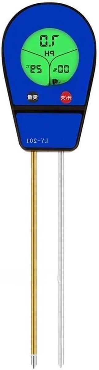 Digitale Bodemtester - pH Vochttester - Planten Verzorging - 3-in-1 Meting - 26 x 6 x 4 cm - Blauw