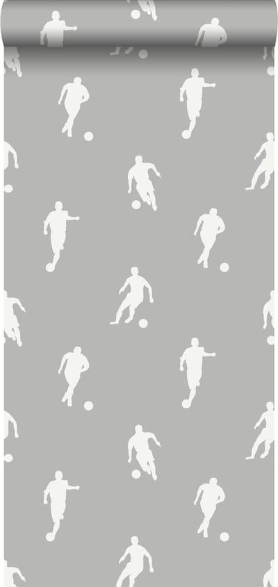 ESTAhome behang voetbalspelers grijs - 53 cm x 10.05 m - 128801