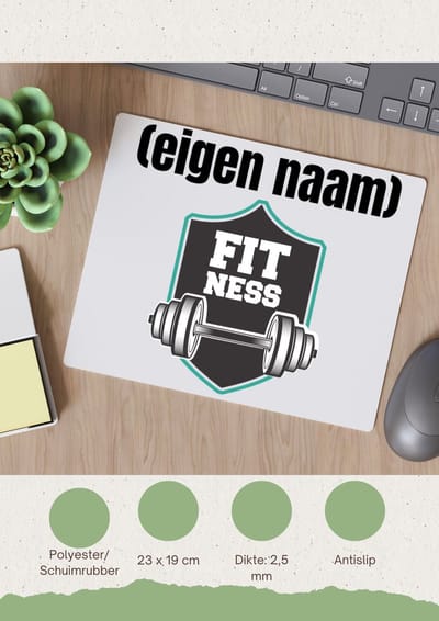 Akyol - fitness logo dumbbells met eigen naam Muismat - Fitness - atleten/sport liefhebbers - sport - fitness - dumbbells - verjaardag - cadeau - kado - 23 bij 19 cm
