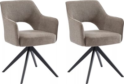 Vente-unique Set van 2 draaistoelen met stoffen en metalen armen - Taupe - KONYA