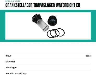 Dailygoods- Crankstellager Waterdicht - Trapaslager - Schroefdraadtype - Lichtgewicht - Duurzaam - Geschikt voor geïntegreerde kruk