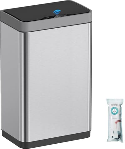 Azomor® Stijlvolle automatische roestvrijstalen prullenbak met sensor en stille sluiting