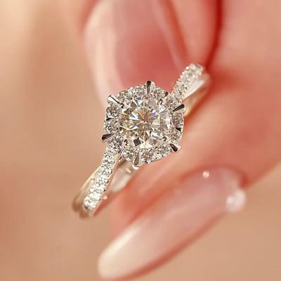 Huitan Eternity Trouw Trend Damesringen met Briljante Kubieke Zirconia Temperament Elegante Damesringen Verlovingsring Sieraden 6 beige