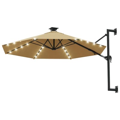 vidaXL - Wandparasol - met - LED's - 300 - cm - taupe