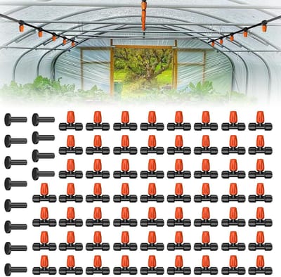 60 Stuks Druppelaars voor 0,64 cm Slang, T-Stuk Sproeisproeiers en Microsproeiers met 360° Verstelbare Waterstroom voor Efficiënte Irrigatie