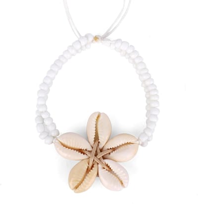 Verstelbare Boho-Stijl Enkelband met Witte Schelpenkralen voor Dames, Perfect voor Zomer en Strandvakanties, Sieraden en Decoratieaccessoires